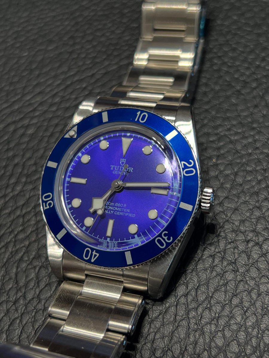StuartDebaim's tweet photo. The new 2026 Watches &amp; Wonders Tudor Black Bay 54 “Blue. ” Saw it at an AD just days after release. The dial looks more light purple in person; the second photo is closest. Not my watch. https://t.co/r4YEbpBCMZ