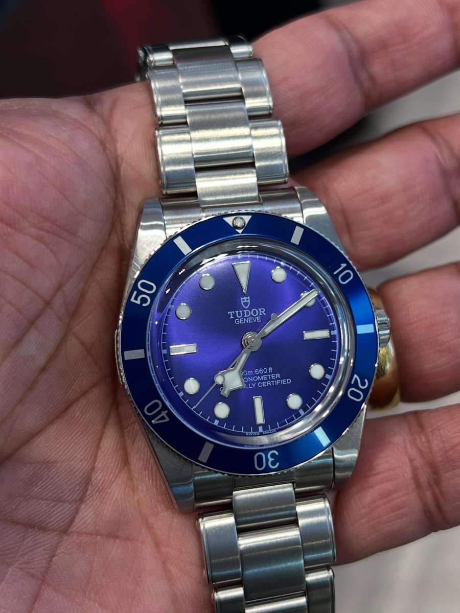 StuartDebaim's tweet photo. The new 2026 Watches &amp; Wonders Tudor Black Bay 54 “Blue. ” Saw it at an AD just days after release. The dial looks more light purple in person; the second photo is closest. Not my watch. https://t.co/r4YEbpBCMZ