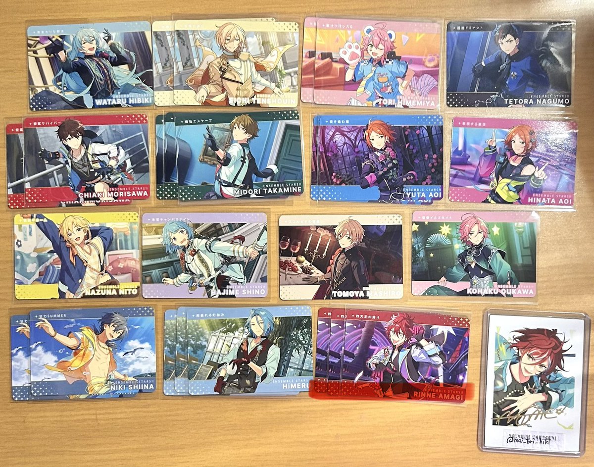 mai_tori_hiki's tweet photo. 交換 あんスタ カードダス vol.1 vol.2

【譲】
R:なずな 泉 燐音 ひなた 凛月 奏汰 ニキ こはく ユメ スバル
N:真 真緒 薫 零 晃��� 一彩 カンナ 渉 英智 桃李 鉄虎 千秋 翠 ひなた ゆうた なずな 創 友也 こはく ニキ HiMERU 燐音 レオ 嵐 泉 司 凛月 斑 舞珠 望見

【求】
R:夏目
N:夏目 チトセ

↓ https://t.co/HAAsLcOXMS