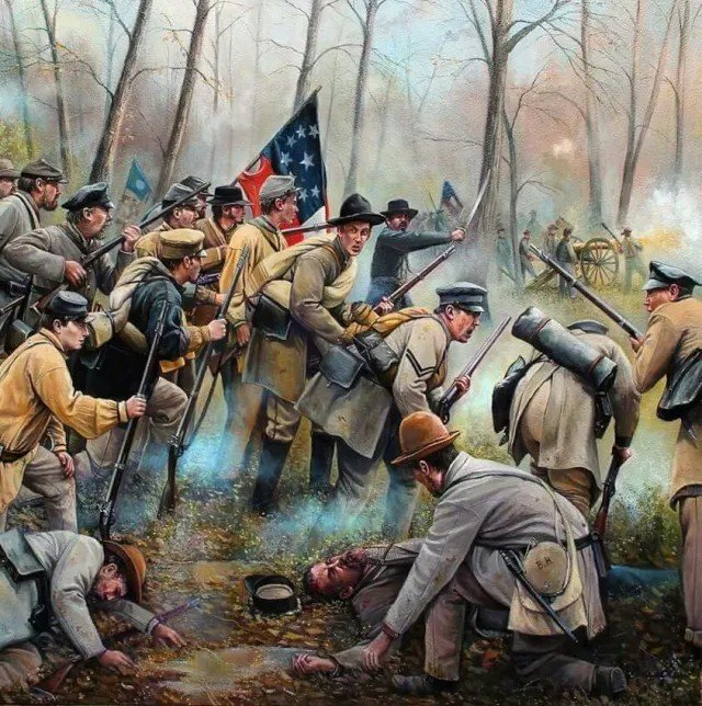 canedeeman's tweet photo. Post a battle from American History that your ancestors participated in.

Shiloh.
2x great grandfather John Morgan, pvt, Hardcastle's 3rd Mississippi Battalion Inf - fired the opening shots of the battle.

3x great grandfather Terrill Corbin, pvt, Trabue's 31st Alabama Inf - mortally wounded on the 2nd day.