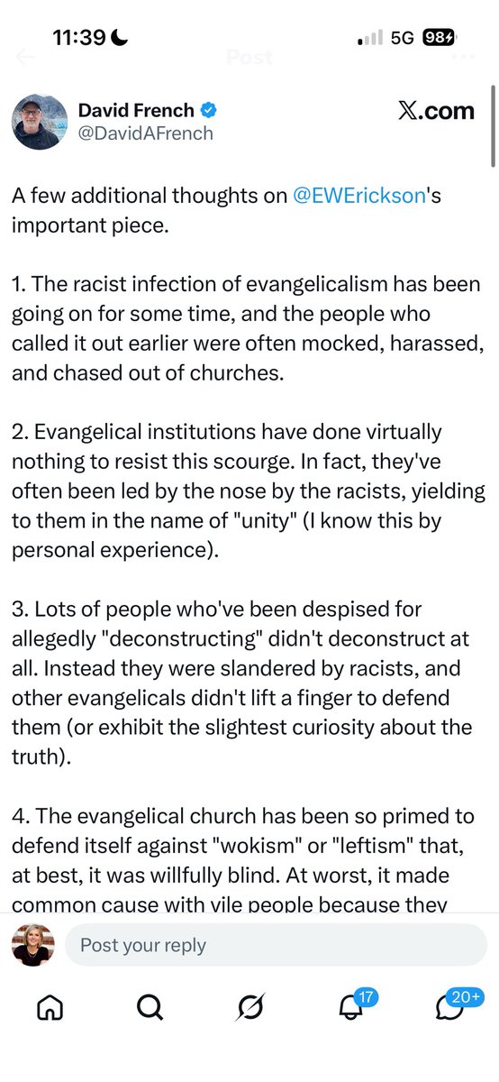 megbasham's tweet photo. This is just David’s bitterness that evangelicals largely rejected him and his hectoring. This is just sour grapes that they did not submit to his wagging finger.. https://t.co/La25ZIFaDd