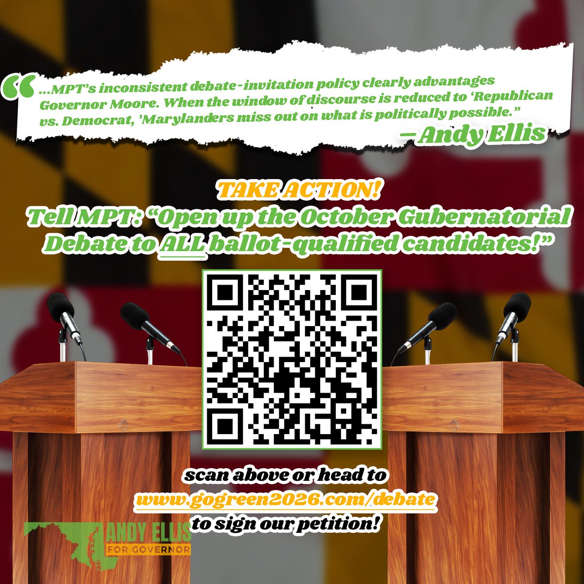 gogreen2026's tweet photo. Today our campaign is raising questions about conflicts of interest in @marylandpubtv  debate access policies. The Chair of the Maryland Public Broadcasting Commission and his wife have donated $12,000 to @iamwesmoore.

Read here, then sign the petition
https://t.co/TL4tNWOUCo https://t.co/TRfnGOQ8CI