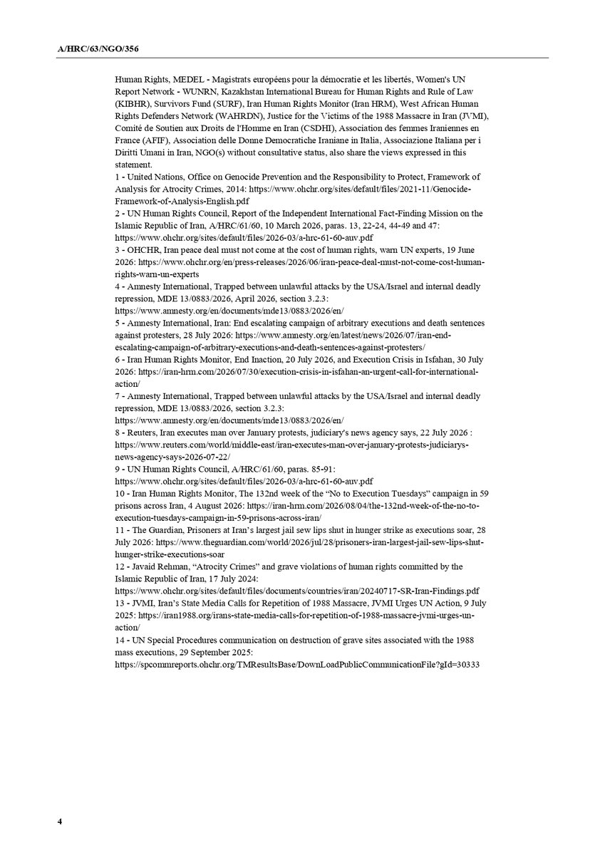 HanifJazayeri's tweet photo. 🚨 A new joint statement by 30 NGOs warns that Iran's escalating executions of political prisoners and protesters constitute an urgent atrocity-prevention concern.

The world failed to prevent the #1988Massacre. It must not ignore today's warning signs.

CC: @UN_HRC @drmaisato https://t.co/HaX09k3JoG