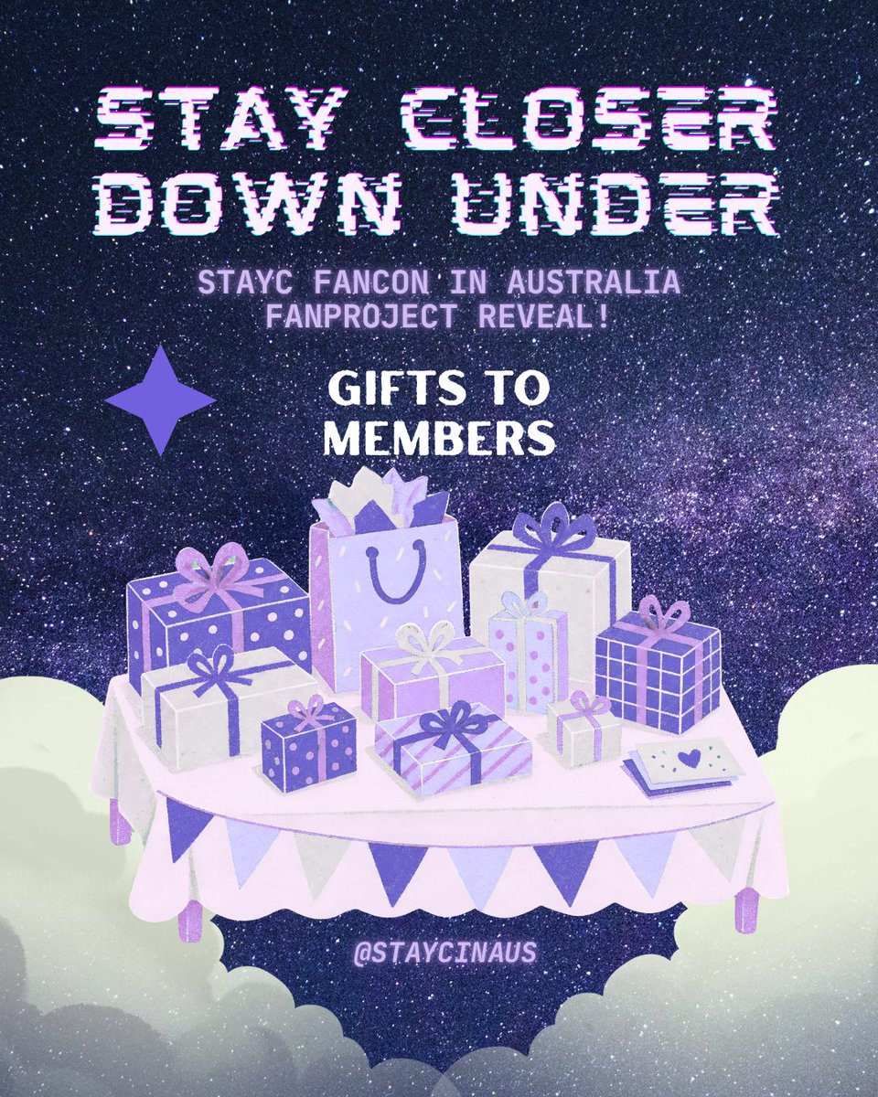STAYCInAus's tweet photo. STAY CLOSER DOWN UNDER
STAYC FAN CONCERT IN AUSTRALIA FAN PROJECT
PROJECT 02 | GIFTS FOR STAYC

We’re preparing Australia-themed gifts for each #STAYC member, inspired by their time in Aussie, and the cities they're visiting.

Crowdfund link will be in our bio soon!

#STAYCinAus https://t.co/QTYqEJFhsH