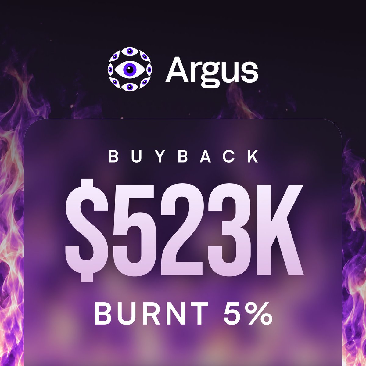 Arguspad's tweet photo. All eyes on the buyback + burn 👁️🔥 https://t.co/9JuHAE980M