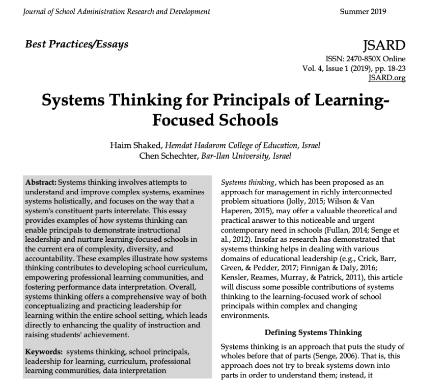 JSARD_'s tweet photo. Today's featured article: Systems Thinking for Principals of Learning-Focused Schools

Here at JSARD:
✅ No paywalls
✅ Peer-reviewed
✅ Empowering researchers and practitioners

🔗 https://t.co/TE3r0IXDNE https://t.co/JoZiA7svz3
