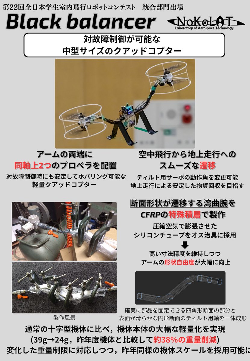 tuatbm's tweet photo. 第22回 #飛行ロボコン 出場予定の機体紹介ポスターです！

統合部門
Black balancer
彩雲

ユニークデザイン部門
Replicant
Alis3 https://t.co/eTlCRw1rAN
