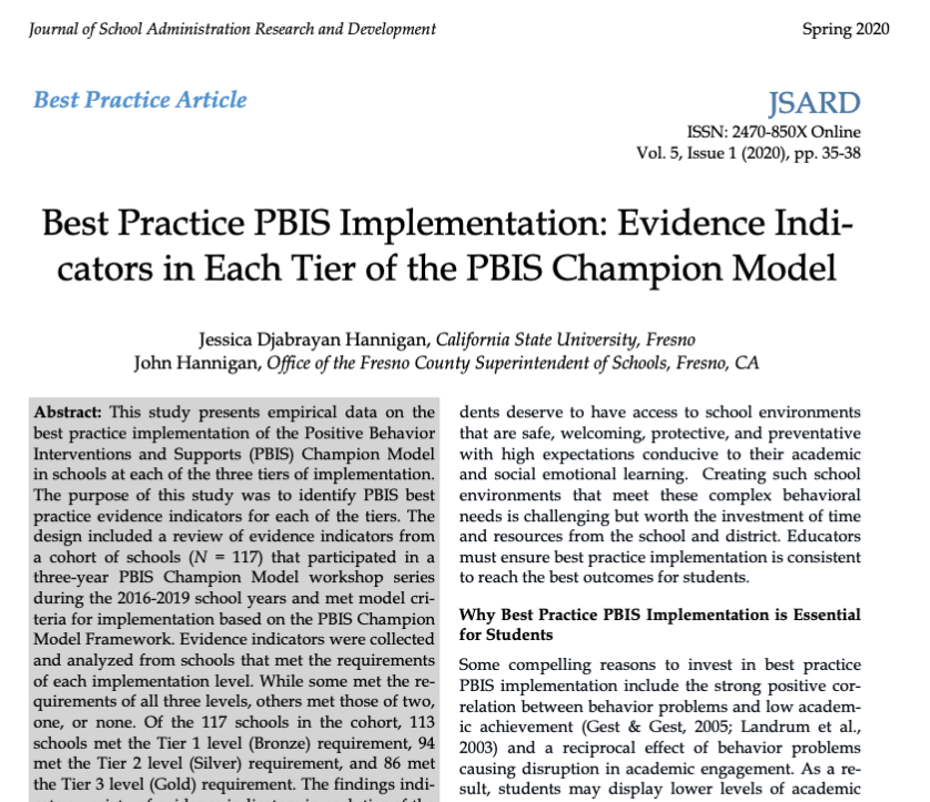 JSARD_'s tweet photo. Today's featured article: Best Practice PBIS Implementation

Here at JSARD:
✅ No paywalls
✅ Peer-reviewed
✅ Empowering researchers and practitioners

🔗 https://t.co/s7l8butxdz https://t.co/v6I9mUH4CV