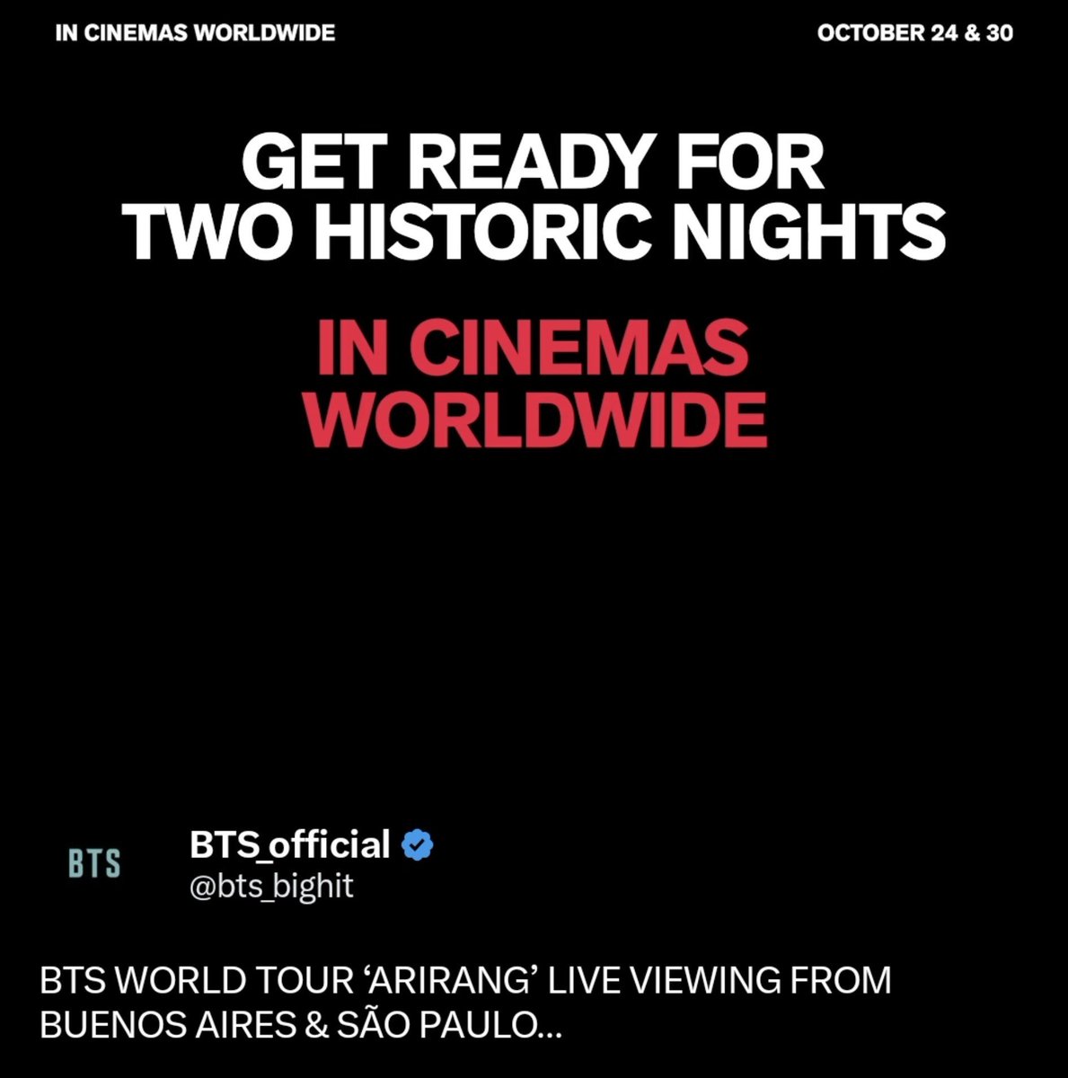 sofibangtan13's tweet photo. "PREPÁRENSE PARA NOCHES HISTÓRICAS" QKSSKASHQJWK NO ME PODES DECIR ESO PORQUE ME PONGO MÁS MANIJA DE LO QUE ESTOY LPM 

ESE 24 DE OCTUBRE VA A SER HISTORICO !! https://t.co/DAn5DmM4px