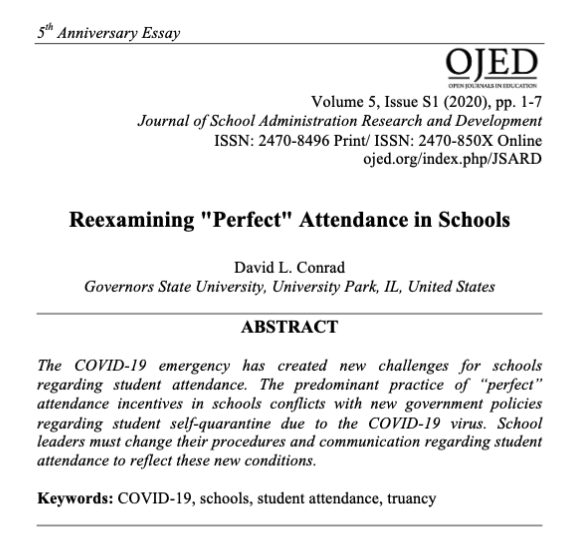 JSARD_'s tweet photo. Today's featured article: Reexamining "Perfect" Attendance in Schools

Here at JSARD:
✅ No paywalls
✅ Peer-reviewed
✅ Empowering researchers and practitioners

🔗 https://t.co/g7QtEZnUo5 https://t.co/OAPaZiZ5Ca