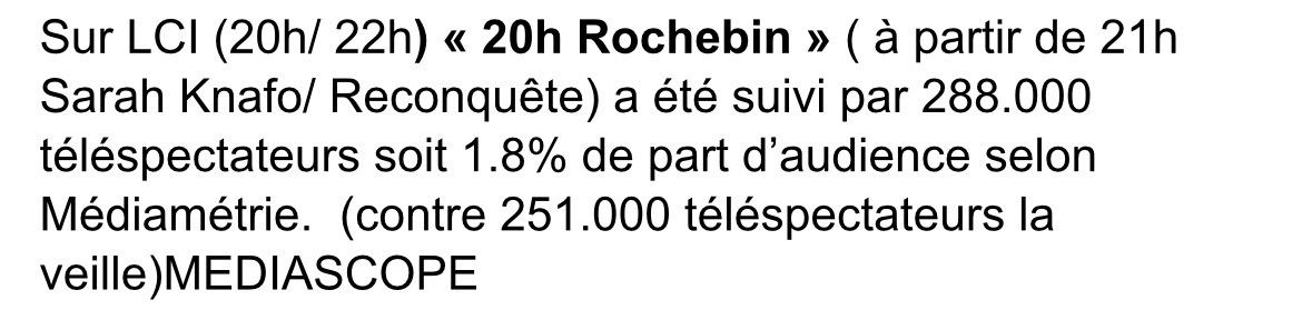 ALC81284's tweet photo. @Riposte_R Ce compte va vraiment de mal en pis. 
Sarah Knafo, à la même heure, sur la même chaîne, avec le même interviewer, il y a deux semaines, faisait deux fois moins. 
Ne comparez pas ce qui n’est pas comparable svp. https://t.co/4fjVsn7DR5