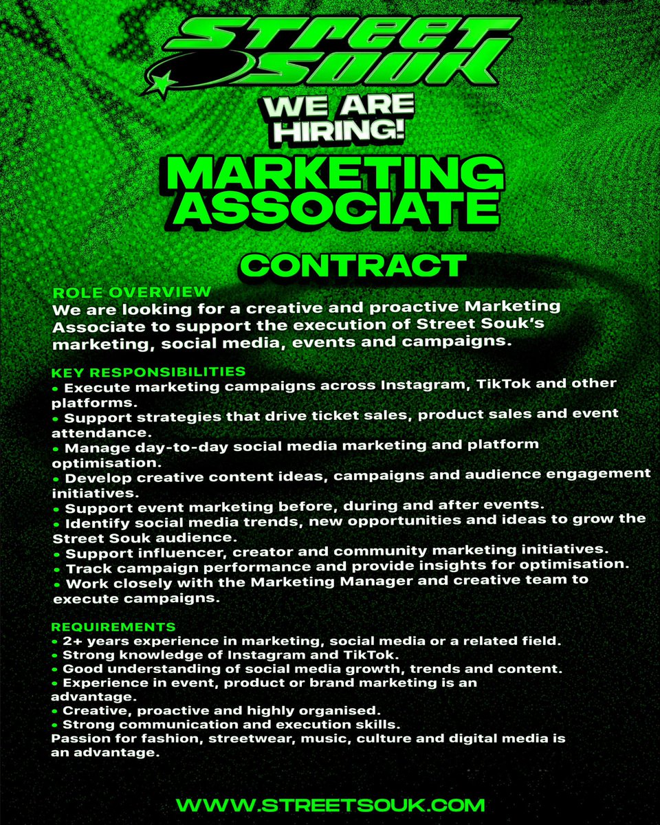 streetsouk's tweet photo. 🚨STREETSOUK IS HIRING🚨

Apply through: https://t.co/oYDrHnCTSl https://t.co/u212GKg3iF