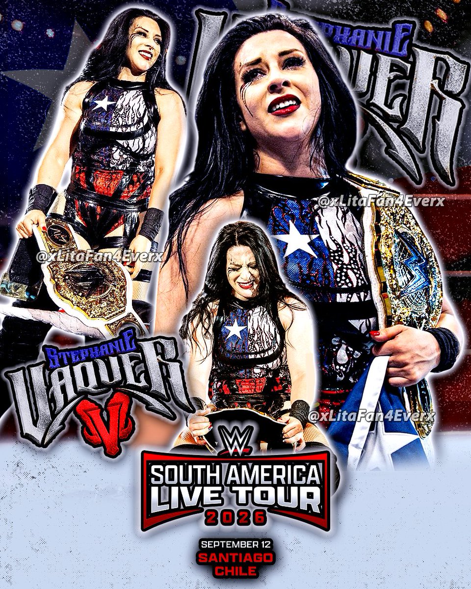 xLitaFan4Everx's tweet photo. 🏆🖤🇨🇱 CAMPEONA DE CHILE 🇨🇱🖤🏆

Here's my new @Steph_Vaquer graphic, made to celebrate her second Women's World Championship win. An incredible home country victory. I love Stephanie Vaquer so much. I'm so proud of her and this. Enjoy. 🖤🏆🇨🇱

#WWE 
#StephanieVaquer 
#WWEFanart https://t.co/2VOvvLZvF9