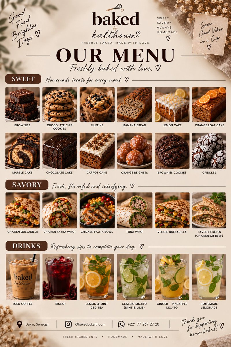 cupp_damour's tweet photo. A little BBK menu update 🤎✨

Gourmand 🍪🍫 or Fresh &amp; Balanced 🌿?
 À vous de choisi

📍 Dakar 
📲 +221 77 267 27 20 
⏰ Précommandes 24–48h à l’avance https://t.co/Z1nZToOSeW