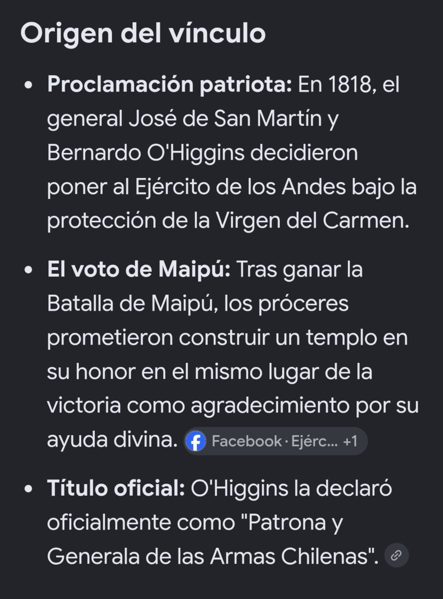 s1r_3n4_S07's tweet photo. @patricionavia La Virgen del Carmen es la patrona y generala jurada del Ejército de Chile desde marzo de 1818, un título oficial otorgado por los líderes de la independencia nacional. https://t.co/RlkTRd93Ac
