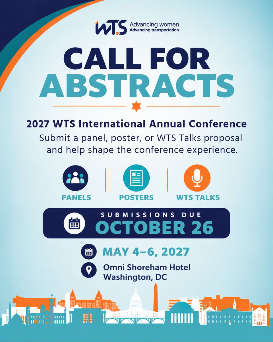 WTS_Org's tweet photo. 🚨 WTS is now accepting #abstracts for the 2027 WTS International Annual Conference! Share your expertise and ideas through panels, posters, or WTS Talks, and help shape the program for #WTSAC2027, May 4–6, in DE.

Submissions due by 10/26 at https://t.co/9JxtP8xztM. https://t.co/KpnBEGeBy5
