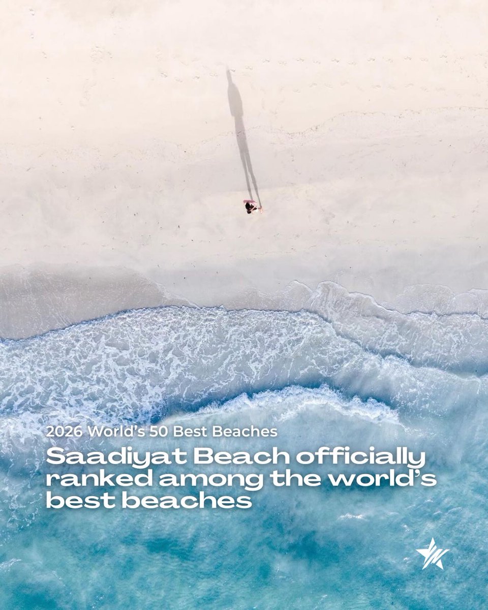 LessieSpiroff's tweet photo. Abu Dhabi’s Saadiyat Beach ranked No. 19 on the World’s Best Beaches 2026 list, one of only two Middle Eastern destinations to make the prestigious ranking. https://t.co/FpOJTGrr6q