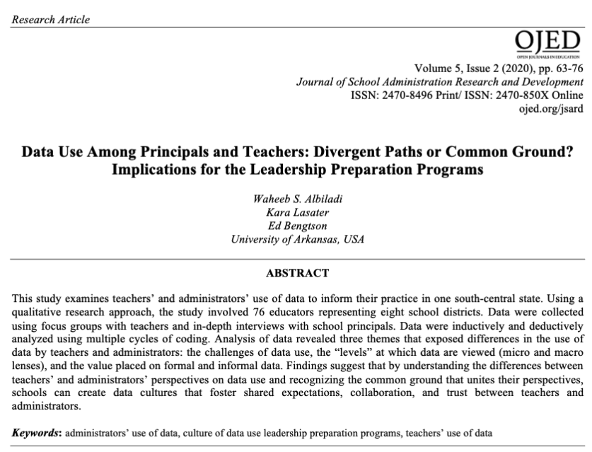 JSARD_'s tweet photo. Today's featured article: Data Use Among Principals and Teachers: Divergent Paths or Common Ground?

Here at JSARD:
✅ No paywalls
✅ Peer-reviewed
✅ Empowering researchers and practitioners

🔗https://t.co/ys5LAZiCpM https://t.co/Zb6fiPHMGQ