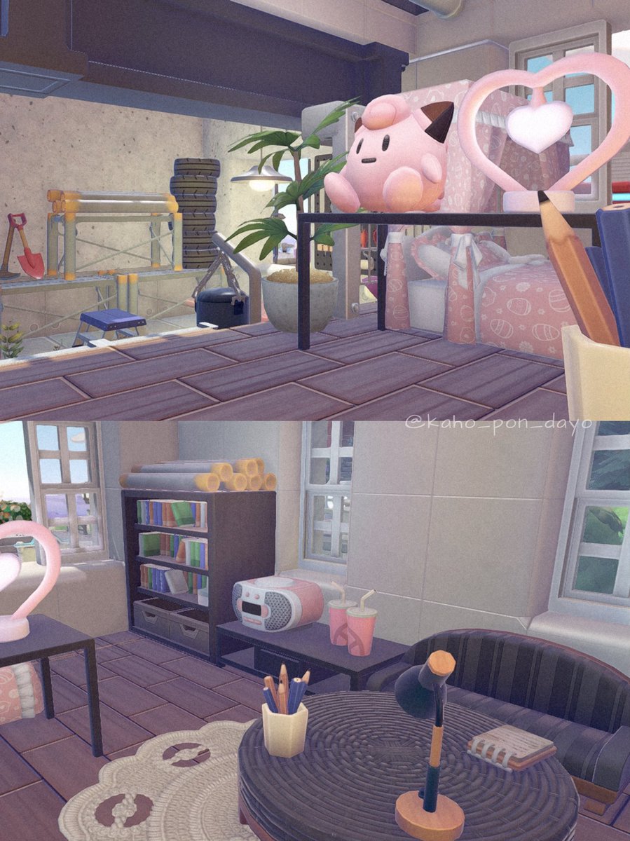 kaho_pon_dayo's tweet photo. カヌチャンズのおうち🔨🏠
作業スペースもあるモダンな家にしてみた〜

#ぽこあポケモン #ぽこポケ #Pokopia https://t.co/LfCwtNzgC9