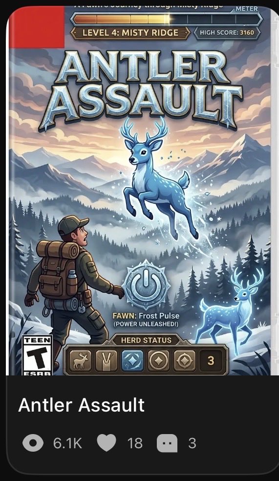 ChronoStagsGame's tweet photo. Play Antler Assault 
 
An Angry Birds type of game. But better and with cool deer that aren’t angry

🦌 https://t.co/Y5T5sb7TsL 🦌 https://t.co/Jtl2vEAIQT
