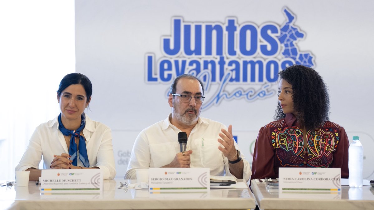 AgendaCAF's tweet photo. Hoy CAF está en el Chocó, donde seguimos trabajando junto a su gente.

Nuestro presidente ejecutivo, @sergiodigra, encabeza esta visita institucional con un propósito claro: impulsar la educación, la reconstrucción y la productividad de la región.

Lo hacemos de la mano de aliados que trabajan cada día por el territorio: la @GobChoco, @AlcaldiaQuibdo, el Sistema de Naciones Unidas y @pnud, la @fpiesdescalzos y la Universidad Tecnológica del Chocó Diego Luis Córdoba (@UTCH_).

Reconstruir escuelas, fortalecer la educación superior y abrir oportunidades productivas: el Chocó no avanza solo.