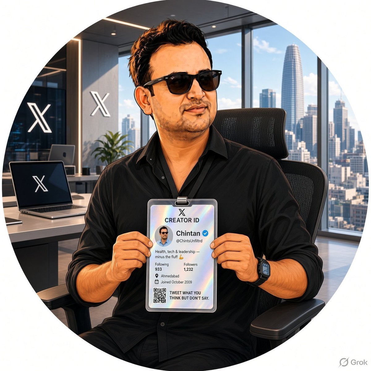 ChintsUnfiltrd's tweet photo. Here is my X card from X office. 😇 https://t.co/tivMZfCdm9