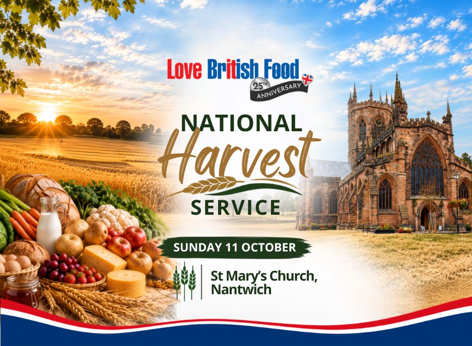 LoveBritishFood's tweet photo. 🌾 SAVE THE DATE 🇬🇧

This October, as we celebrate Love British Food’s 25th anniversary, we’re delighted to be supporting the National Harvest Service.

A special celebration of Britain’s harvest, the people who grow and produce our food, and the communities that bring it all together.

📅 Sunday 11 October
📍 St Mary’s Church, Nantwich, Cheshire

More details to follow — but for now, save the date! 🌾🇬🇧

#LoveBritishFood #BritishFoodFortnight #NationalHarvestService #BritishHarvest #LoveBritishFood25 #Cheshire #BritishFood #BritishFarmers