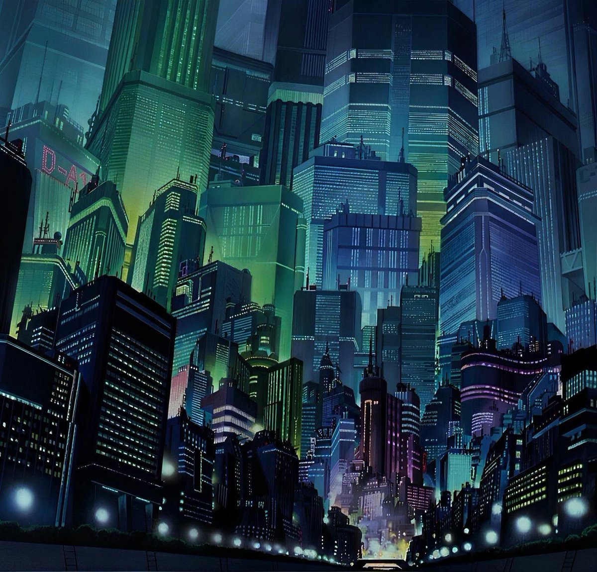 90sPiictures's tweet photo. It is so fascinating that the background painters for Akira mixed custom colors by hand to capture that neon dystopian glow https://t.co/WryHk5MD46