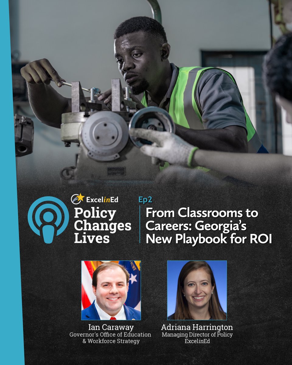 ExcelinEd's tweet photo. New Policy Changes Lives podcast episode! #Georgia's Ian Caraway joins host Adriana Harrington to explain why states need better governance to build real pathways from K-12 to college, careers and the workforce.

Listen now: https://t.co/kzpbaCU5Mx https://t.co/fIV34qzu8R
