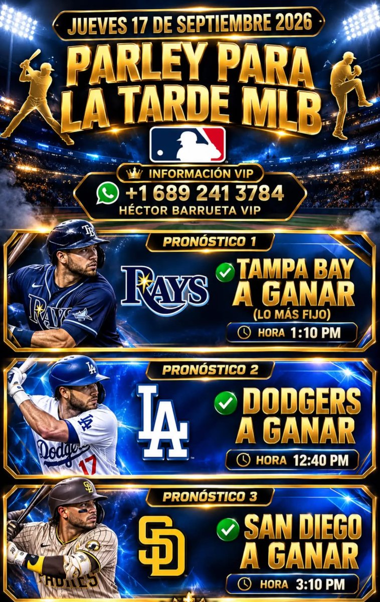 elfuetazohipico's tweet photo. #17Septiembre #Mlb #Parley #Parlay #Hipismo #LaRinconada 
PARLEY PA EL JUEVES EN LA TARDE https://t.co/CC0VVQhRoX