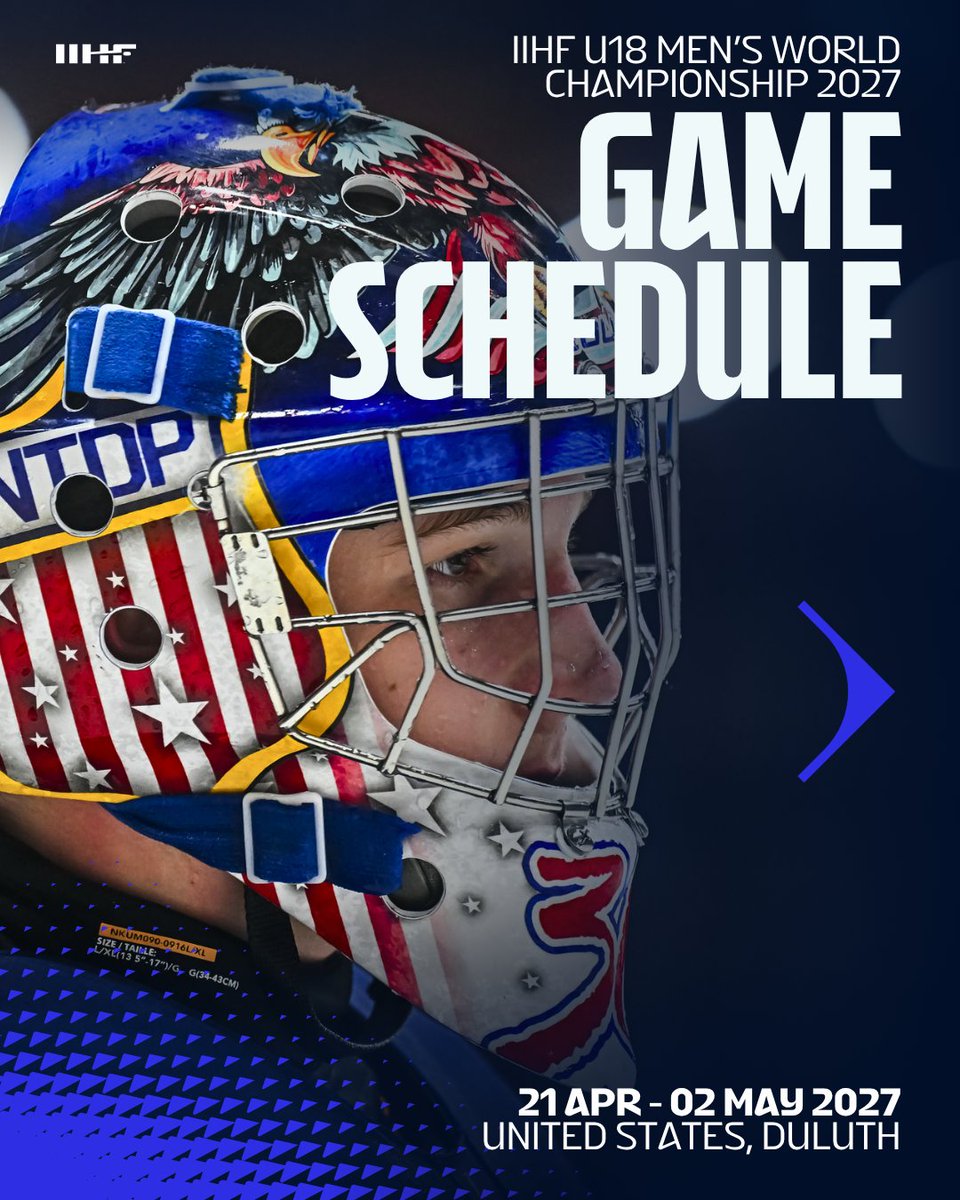 IIHFHockey's tweet photo. The game schedule for the U18 Men's World Championship 2027 in Duluth is set: https://t.co/uxYAyek8ZG
Which game are you most excited to watch?
#WorldJuniors #IIHF https://t.co/FqmjavYdQx