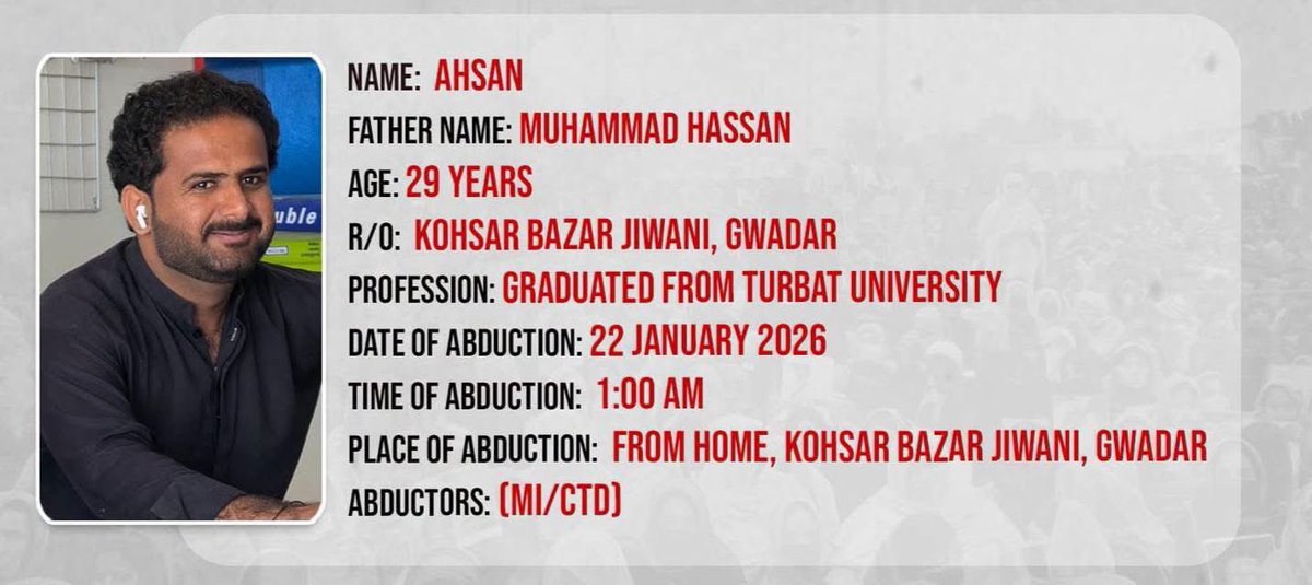 Jaeanhd91's tweet photo. A human life and a family's wait should not be treated as so cheap.
#EndEnforcedDisappearances 
#StopBalochGenocide 
#JusticeForEhsanBaloch https://t.co/QBMOpXgjCB