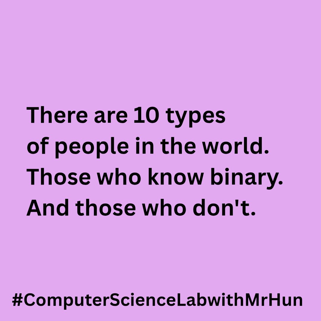 masterhun1's tweet photo. #ComputerScienceLabwithMrHun
#Coding #ComputerScience #Outschool #Binary
FYI: 10 in binary is equal to 2 in decimal. Read 10 in binary as "one, zero".
Mr. Hun, 16 × (5 ⭐️ out of 5 reviews)
Check out Mr. Hun's Outschool profile.
Visit https://t.co/zoSRvOVnRk https://t.co/UG2lCjYuyN