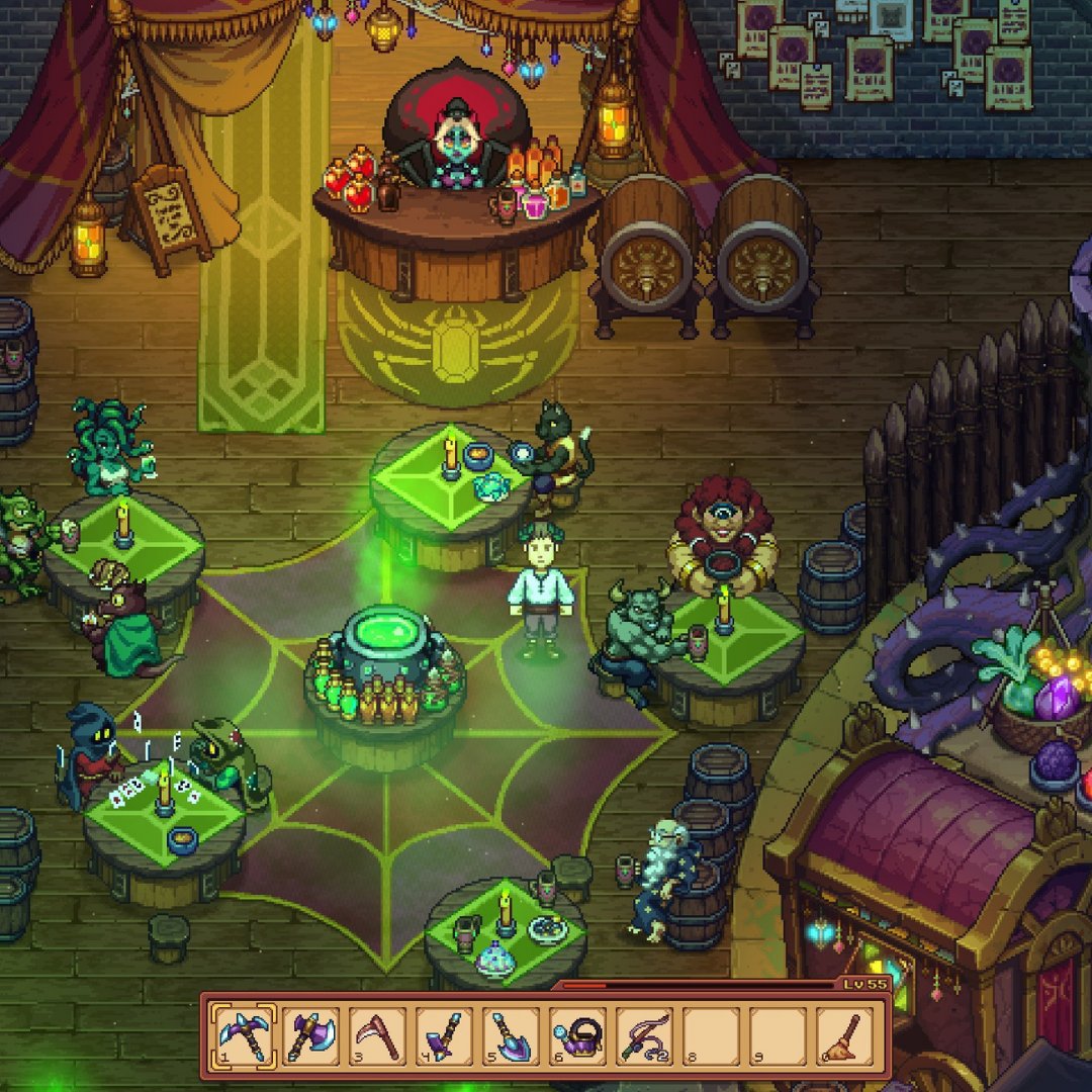 TravRestGame's tweet photo. Here's a sneak peek at some of the new places and features from this update, which one's your favorite?

#TravellersRest 🍻 https://t.co/eiH7RShJPm