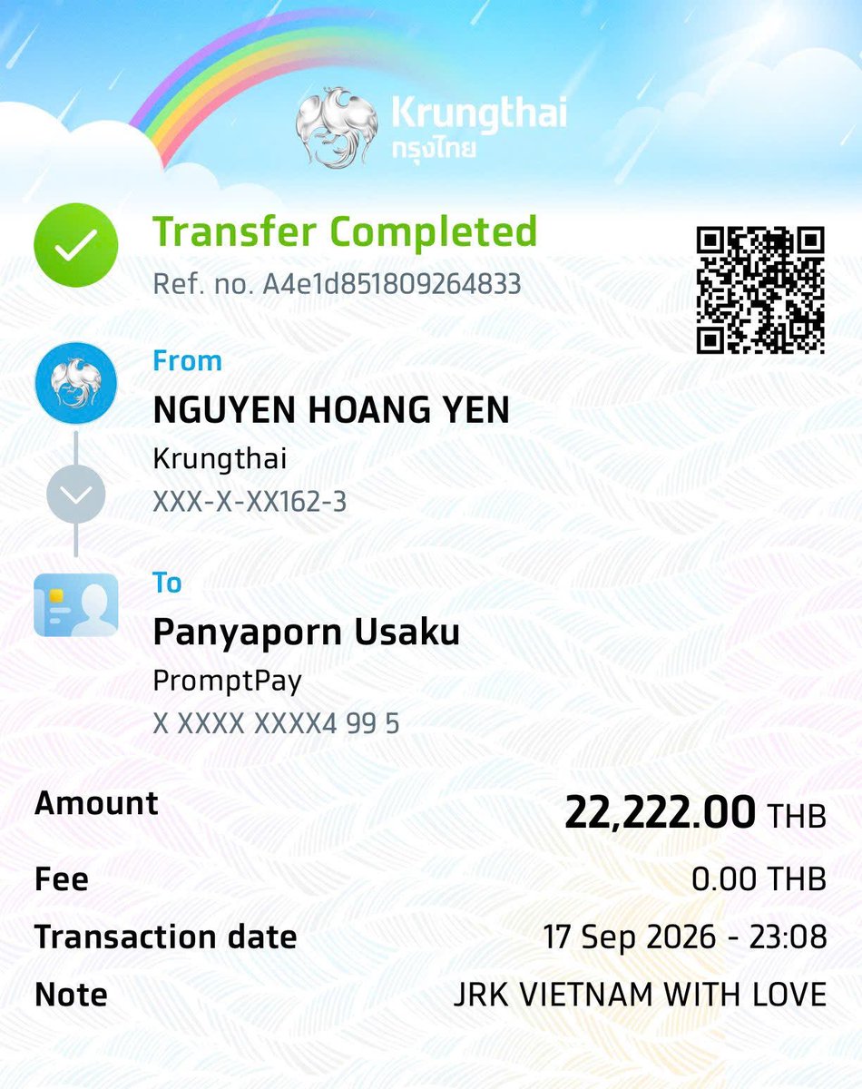hanniejkr's tweet photo. From Vietnam JKR 🇻🇳💜 - First Round!

This is our little contribution from Vietnam JKR, sent with so much love for LingOrm. 🥹
We believe that as long as we stand united, stay together, and continue supporting our girls, we can reach our goal together!

Every contribution matters, and we're happy to be part of this journey with everyone.

From Vietnam JKR with love. 💜
@LingOrm_BH