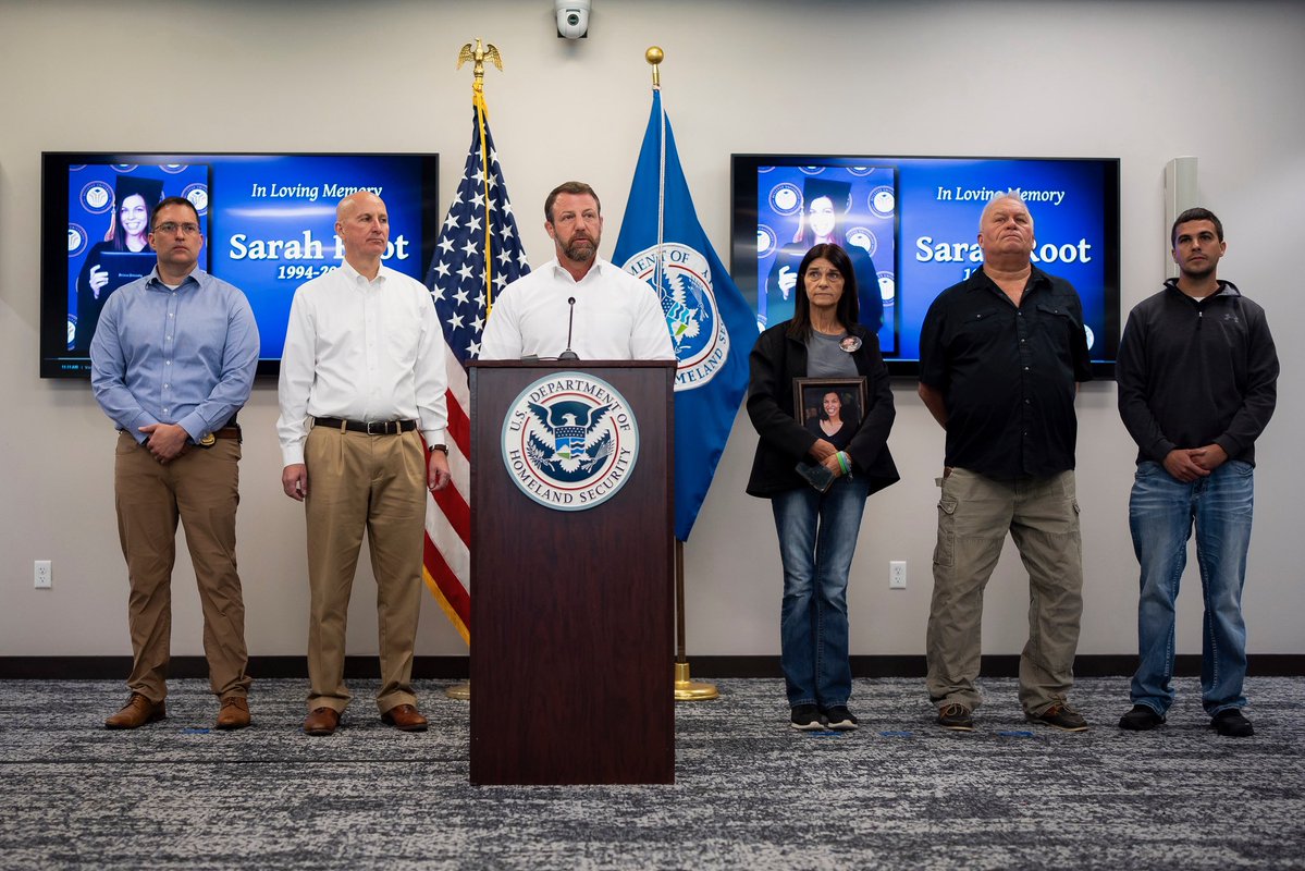 SecMullinDHS's tweet photo. One death at the hands of an illegal alien is 100% preventable.

On Monday, I met with the family of Sarah Root, a 21-year-old Nebraska college graduate who was killed in January 2016 by an illegal alien in a drunk-driving crash. He fled the country to evade prosecution, but has finally been brought to justice. 

@POTUS Trump has made ELIMINATING these tragedies a top priority. @ICEgov and @HSI_HQ are working every day to arrest and remove criminal aliens to prevent tragedies like this from EVER happening again.

We will never forget Sarah. God bless her family, including her parents, Michelle and Scott, for continuing to tell her story.

If you enter this country illegally and break our laws, it is our job to hunt you down and remove you from this nation.
