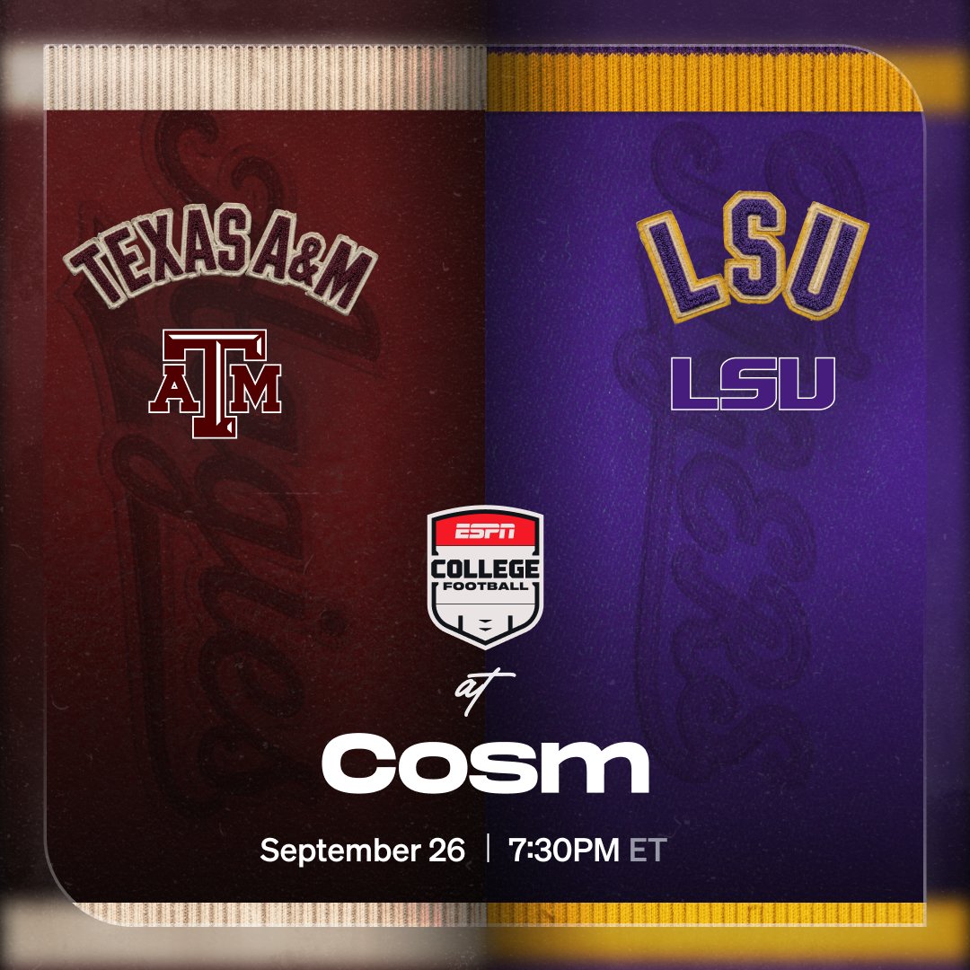 CosmDetroit's tweet photo. 🏈 SEC football is coming to Cosm.

Texas A&amp;M takes on LSU Saturday, Sept. 26 at 7:30pm ET.

Experience the game like never before on the Cosm Big Screen.

🎟️ Presale access is live: https://t.co/RsKMNOD4Xm https://t.co/Cu7G4Tv22i