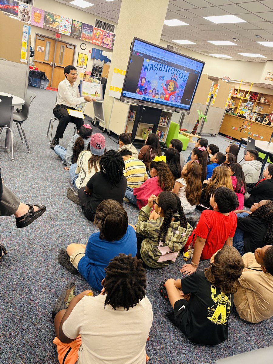 Carterlibrary15's tweet photo. We are so grateful to @thehba for spending Constitution Day with our students! Attorney Sanat Mehta gave an incredible read-aloud of Grace Goes to Washington. Thank you for inspiring our young learners! https://t.co/JHIQEQNVWQ