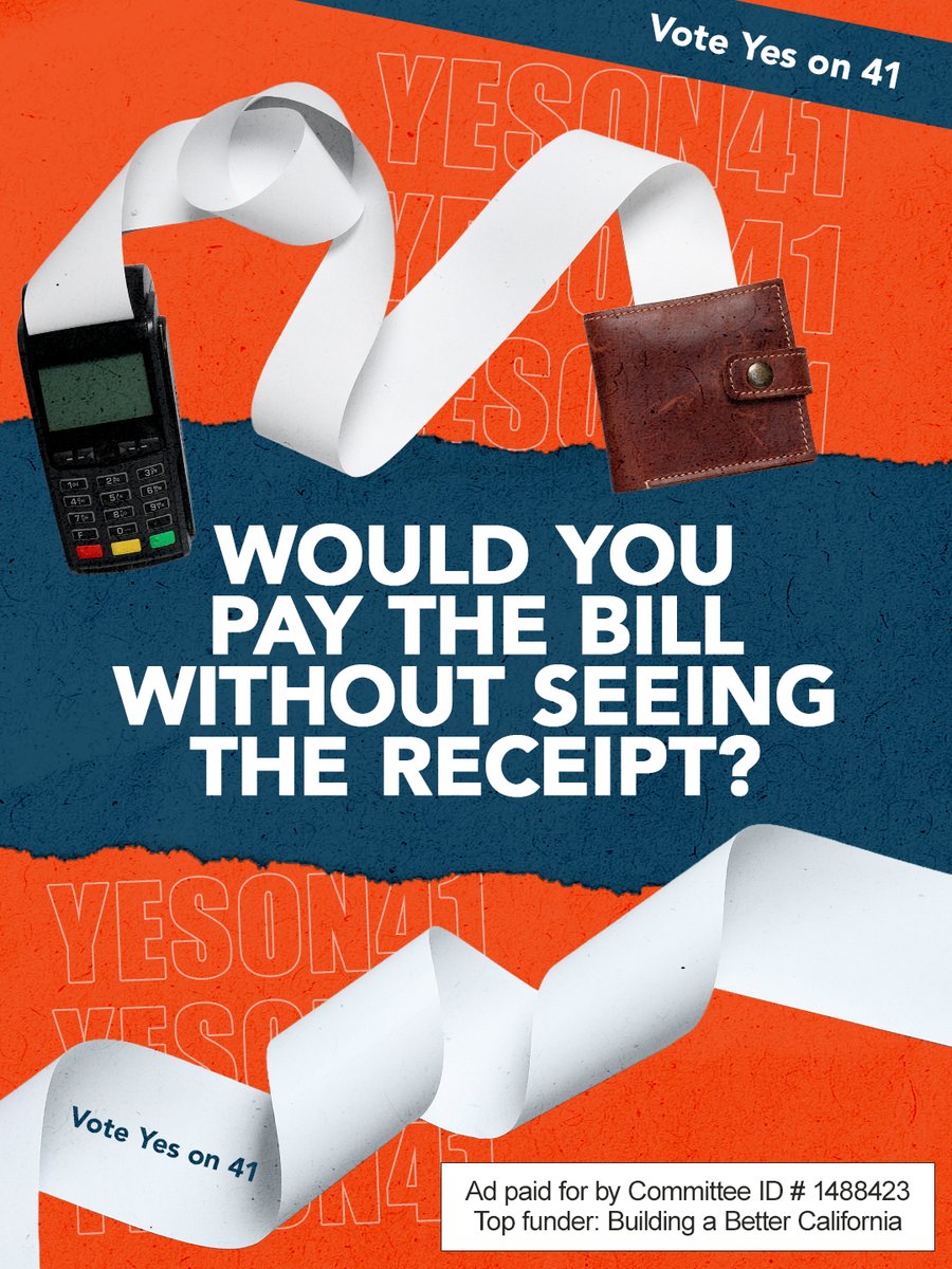 yesonprop41ca's tweet photo. If you don’t know what you’re paying for, why would you pay the bill?

Prop 41 requires the independent State Auditor to conduct financial and performance audits before new state special taxes go into effect.

This gives CA the receipts to see where their tax dollars are going. https://t.co/coO5T1IbPS