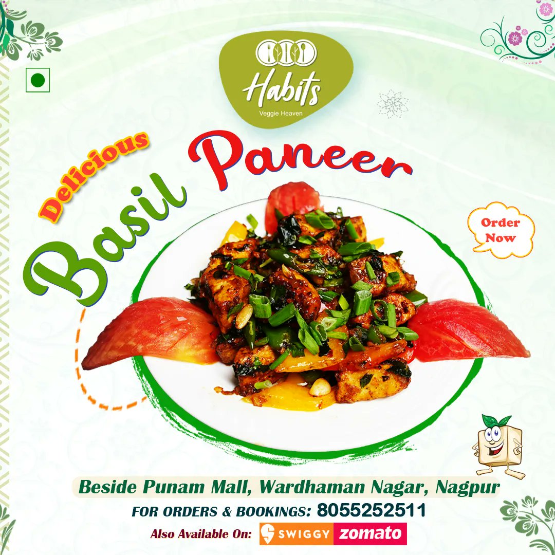 TiffinyCroyv's tweet photo. Packed with savory fillings that will leave you craving more. Try our Basil Paneer. Dine-In | Takeaway | Order Online

Follow us on @habitsnagpur https://t.co/sQURyNPYK2