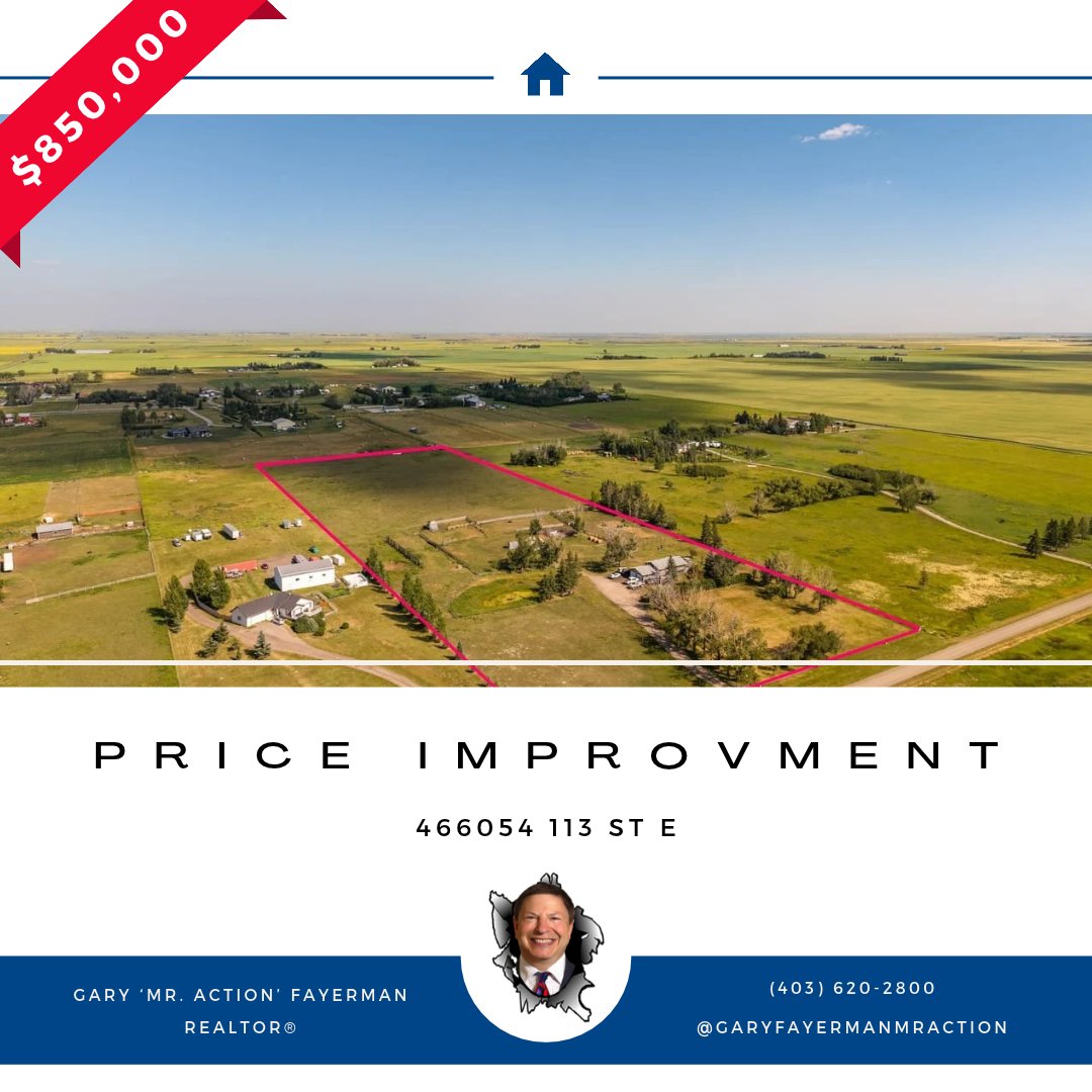 mraction_'s tweet photo. 🚨 $49,987 PRICE DROP! 🚨  

$899,987 → $850,000 🔥  
🏔️ 12.06 ACRES. MOUNTAIN VIEWS. ACREAGE LIFE.  

Horses, livestock, gardens, space to roam - and a beautiful family home to call your own. 🌾  

📍 Come see what $850K gets you.  #AcreageForSale #AlbertaRealEstate https://t.co/9jKOdByGaW
