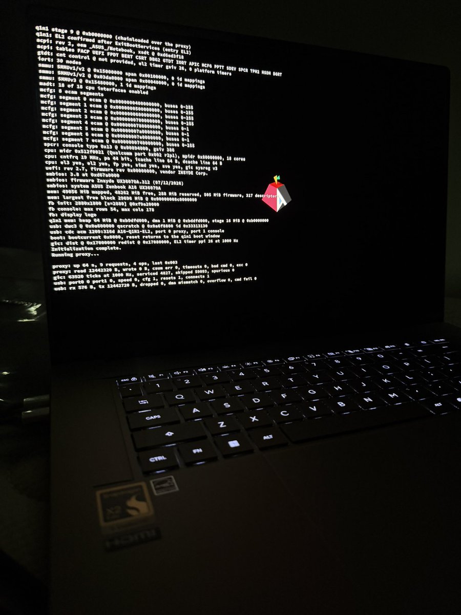 Acelogic_'s tweet photo. Q1N1 on Snapdragon X2E Extreme. Mac OS ARM soon. https://t.co/nQH2fWEkNn