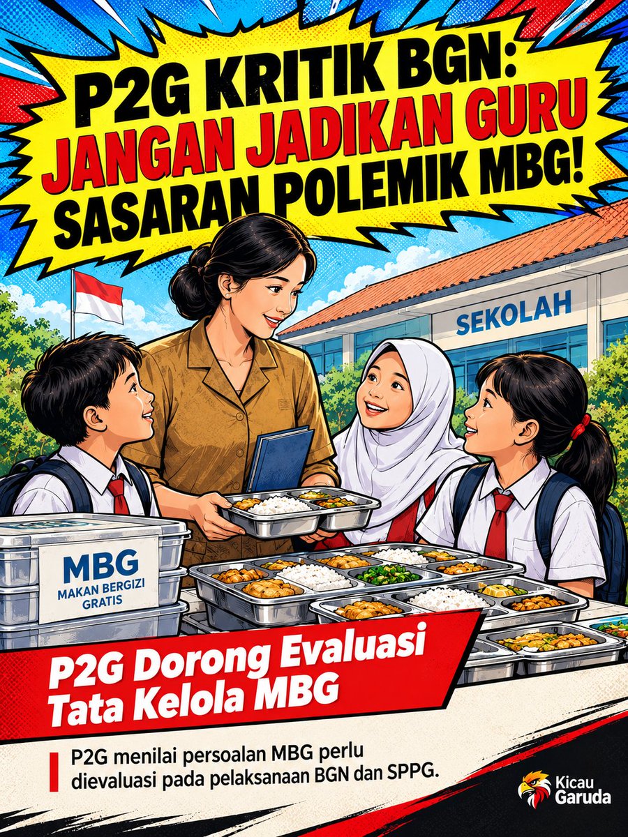 KicauGaruda0's tweet photo. Kepala BGN Tegas Amankan MBG, P2G Malah Cari Kambing Hitam!

Evaluasi BGN demi gizi anak, P2G malah baper &amp; serang balik pemerintah. Padahal suksesnya program butuh kerja sama sekolah! #JagaIndonesia #KawalMBG #GuruPelindungAnak #P2G https://t.co/J2UoRBwtlB