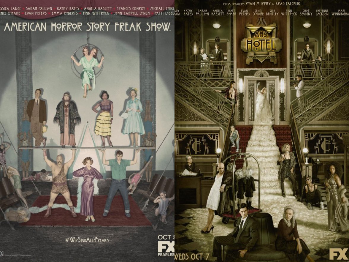 AHSVIP's tweet photo. Ojalá #AHS13 traiga de vuelta esos míticos pósters con todo el cast al estilo de las primeras cinco temporadas. https://t.co/QPos3xrqke