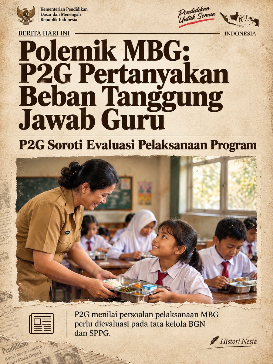 Histori_Nesia's tweet photo. Sinergi Woi! Kritik P2G ke BGN Dinilai Gak Produktif &amp; Mentah

Pemerintah fokus atasi stunting lewat MBG, P2G malah sibuk ngerem program pakai narasi disalahkan. Yuk gotong royong!
#JagaIndonesia #KawalMBG #InfoPendidikan #P2G #BGN #GuruPelindungAnak https://t.co/duloKirHwC