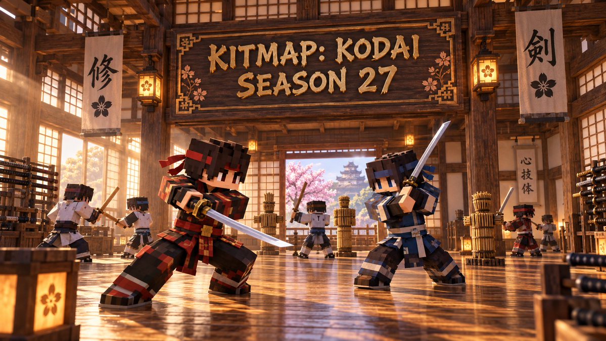 PlayMinecadia's tweet photo. ⚔️ Kitmap Kodai: Season 27 Release ⚔️ 

Join us this Saturday @ 3PM EST for a brand new and exciting Season of Kitmap: Kodai!  

Celebrating we're giving away: 
👹 2x Kami+ Rank (30 days)
👹 15x SOTW Hype Boxes 
👹 10,000x Gold 

Follow us, Repost, and Like to enter! 💜