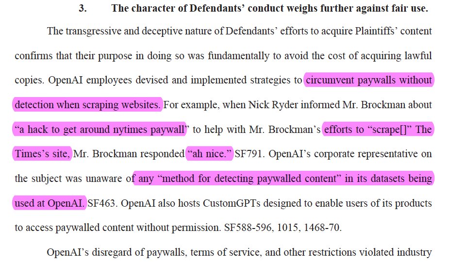 jason_kint's tweet photo. Blood boiling. Not a good look for OpenAI or Greg Brockman here:
 "ah nice" in response to "a hack to get around nytimes paywall" in his efforts "to scrape" The Times website. After many points on his bragging about OpenAI's substitution for news. /4 https://t.co/VQWuc00sT7