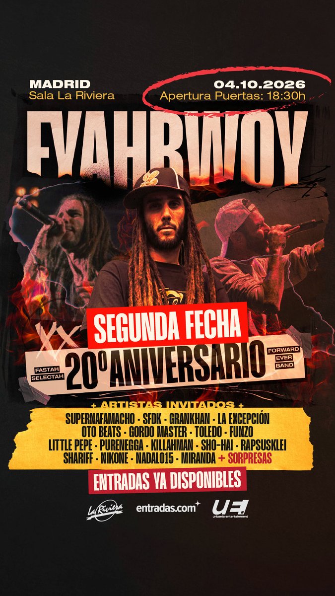 Fyahbwoy's tweet photo. Tic tac.. Se viene día para el recuerdo!! Gracias a todos por tanto tiempo juntos 🥹🫶🏻

Últimas entradas Segunda fecha en Madrid :

https://t.co/fPJ41WOQYg https://t.co/X8yIHh3iHt