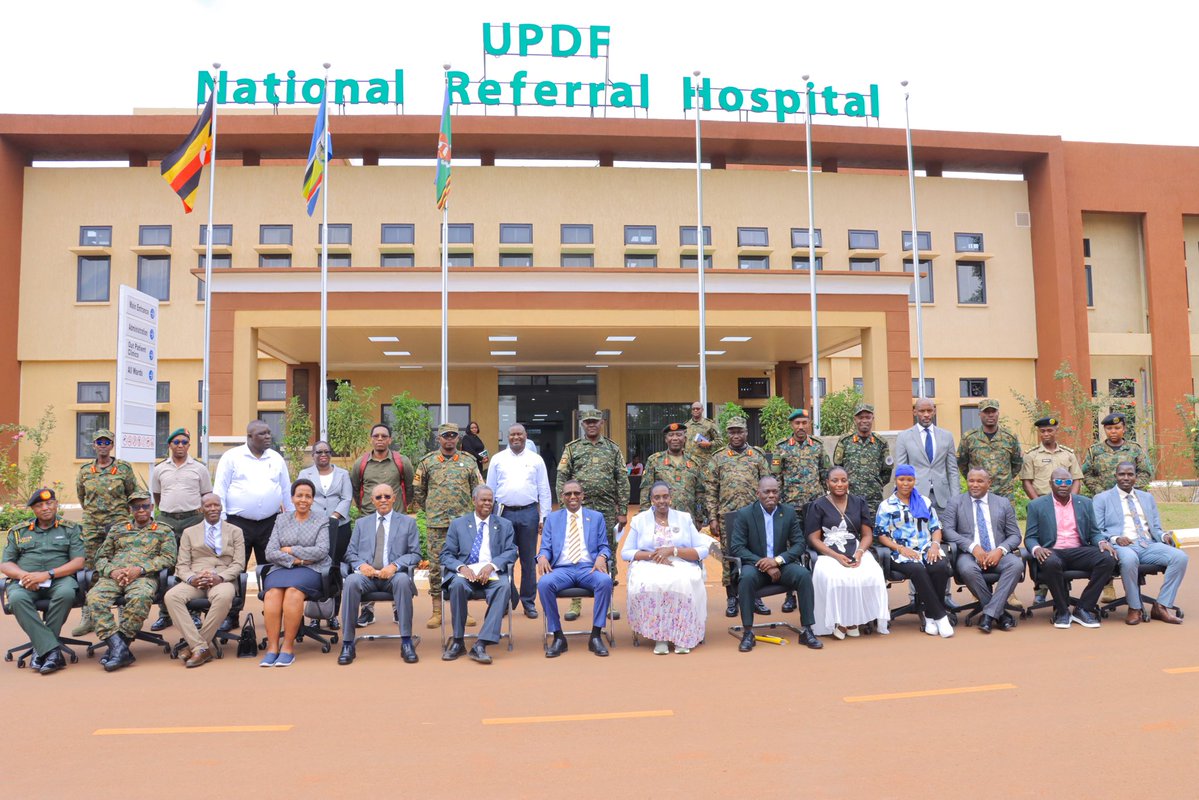 Commander1Blitz's tweet photo. Defence Minister Hon. @KiryowaKk has told MPs on the Defence & Internal Affairs Committee that UPDF National Referral Hospital is nearing commissioning & MODVA Headquarters is 87.16% complete.

The 375-bed hospital, built by UPDF Engineering Brigade, will serve UPDF personnel, families & the public.

#UPDF #MODVA