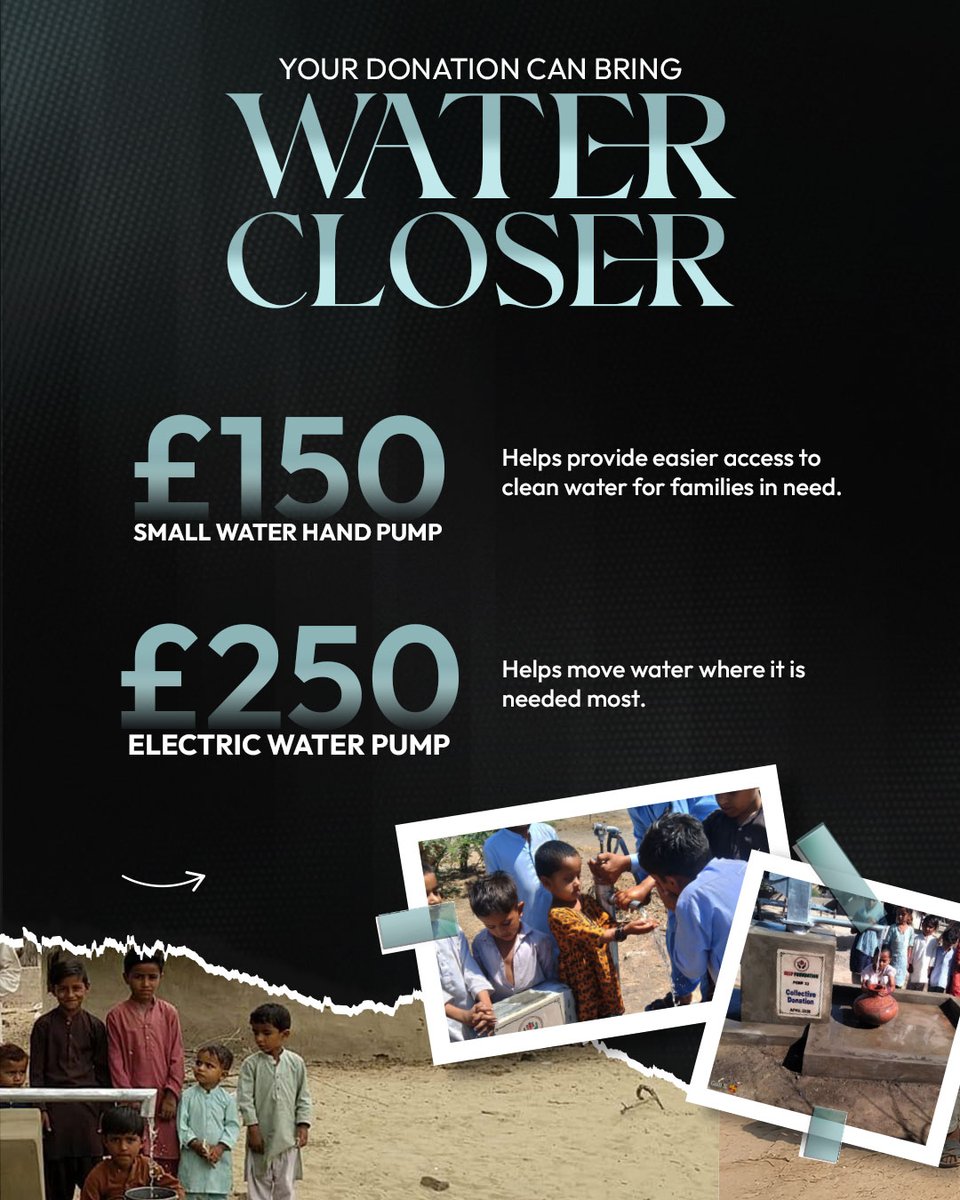 HelpTheHumunity's tweet photo. For many families, clean water is still difficult to reach. A Small Water Hand Pump (£150) or Electric Water Pump (£250) can ease daily hardship.

https://t.co/BDBGBI9buD

#MyHelpFoundation #ZakatAppeal https://t.co/EileczUtBH
